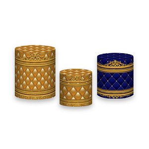 Trio De Capas De Cilindro - Realeza Dourado com Azul Royal 024