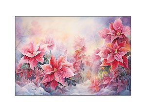 Fundo Fotográfico 2,20 x 1,50 - Efeito Pintura Flores Poinsétia 173