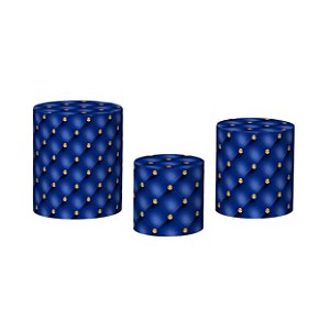 Trio De Capas De Cilindro - Realeza Capitone Azul Royal 032