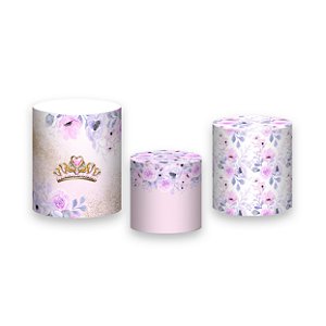 Trio De Capas De Cilindro - Coroa Realeza Rosa e Lilás 039