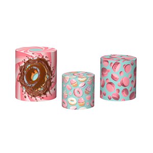 Trio De Capas De Cilindro - Confeitaria Azul e Rosa com Doces 019