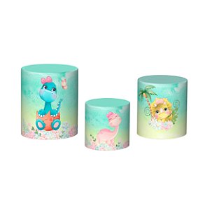 Trio De Capas De Cilindro - Dinossauros Baby Cute 012