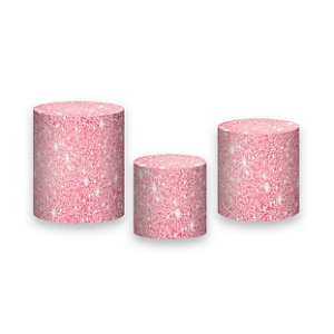 Trio De Capas De Cilindro - Efeito Glitter Rosa Claro 002