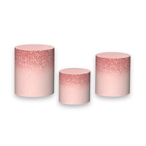 Trio De Capas De Cilindro - Efeito Glitter Rose Gold 007