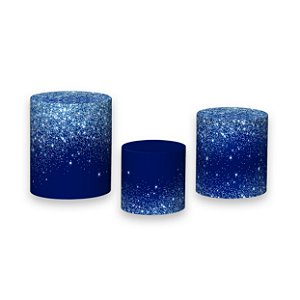 Trio De Capas De Cilindro - Efeito Glitter Azul Escuro 016