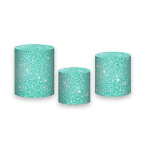 Trio De Capas De Cilindro - Efeito Glitter Azul Esverdeado 029