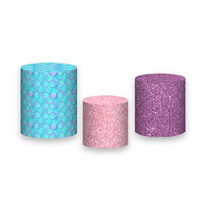 Trio De Capas De Cilindro - Fundo do Mar Efeito Glitter 030