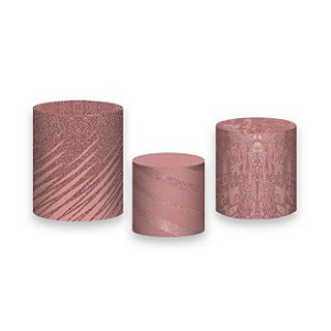 Trio De Capas De Cilindro - Efeito Textura Rose Gold 035