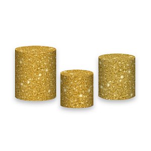 Trio De Capas De Cilindro - Efeito Glitter Dourado 038