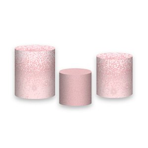 Trio De Capas De Cilindro - Efeito Glitter Rosa Claro 050