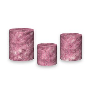 Trio De Capas De Cilindro - Efeito Lantejoulas Pink 055