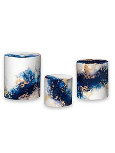 Trio De Capas De Cilindro - Efeito Marmorizado com Veios Dourados 060