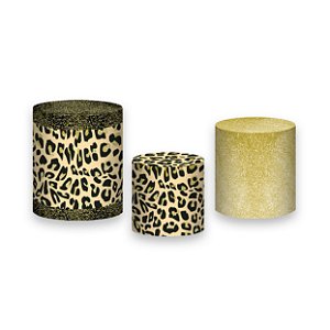 Trio De Capas De Cilindro - Dona Onça Efeito Glitter 063