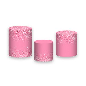 Trio De Capas De Cilindro - Rosa com Efeito Glitter 065