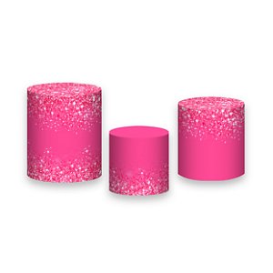 Trio De Capas De Cilindro - Pink com Efeito Glitter 066