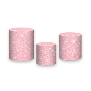 Trio De Capas De Cilindro - Efeito Glitter Rosa Pastel 079