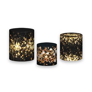 Trio De Capas De Cilindro - Preto Efeito Luzes Douradas 083
