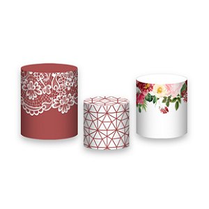 Trio De Capas De Cilindro - Geométrico Floral 017