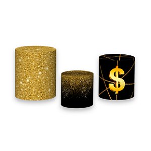 Trio De Capas De Cilindro - Faz Pix Pra Mim Efeito Glitter Dourado 002