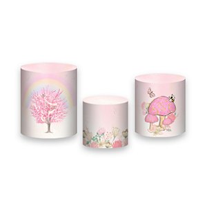 Trio De Capas De Cilindro - Fadas Cute Rosa 003