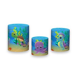 Trio De Capas De Cilindro - Fundo do Mar Polvo Cute 009