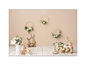 Fundo Fotográfico 2,20 x 1,50 - Páscoa Coelhos Tons Pastéis 068