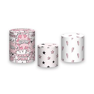 Trio De Capas De Cilindro - Super Heroina Rosa 001