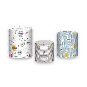 Trio De Capas De Cilindro - Super Herois Azul 002