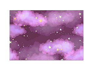 Fundo Fotográfico 2,20 x 1,50 - Nuvens Rosas e Estrelas 002