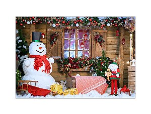 Fundo Fotográfico 2,20 x 1,50 - Boneco De Neve Natal 008