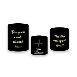 Trio De Capas De Cilindro - Fé Dourado Fundo Preto 012