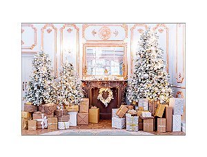 Fundo Fotográfico 2,20 x 1,50 - Sala de Estar com Presentes de Natal 040