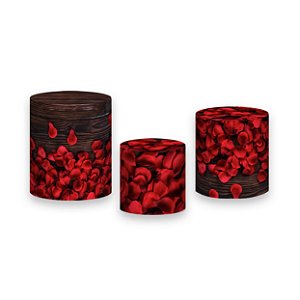 Trio De Capas De Cilindro - Efeito Madeira com Pétalas de Flores 009
