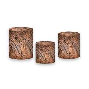 Trio De Capas De Cilindro - Efeito Tronco de Madeira Realista 017