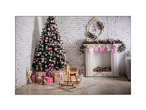 Fundo Fotográfico 2,20 x 1,50 - Natal Branco e Rosa 077