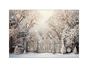 Fundo Fotográfico 2,20 x 1,50 - Natal Paisagem na Neve Acinzentada 112