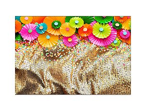 Fundo Fotográfico 2,20 x 1,50 - Carnaval Cortina de Paêtes Dourada 035