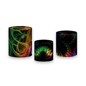 Trio De Capas De Cilindro - Asas Multicoloridas Efeito Neon 008