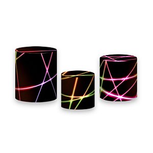 Trio De Capas De Cilindro - Preto com Fios Efeito Neon 010