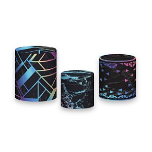 Trio De Capas De Cilindro - Preto com Efeito Neon 014