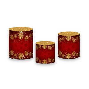 Trio De Capas De Cilindro - Natal Vermelho com Dourado 001