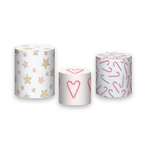 Trio De Capas De Cilindro - Natal Estrelas e Corações 005