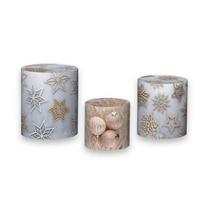 Trio De Capas De Cilindro - Natal Enfeites Dourados 009