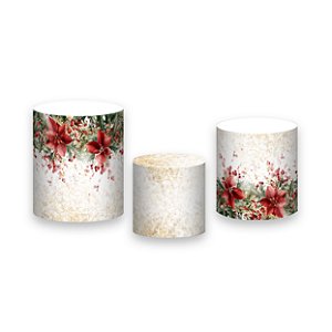 Trio De Capas De Cilindro - Natal Folhagens Efeito Glitter 017