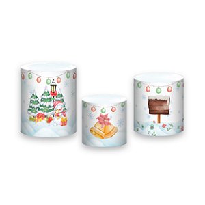 Trio De Capas De Cilindro - Papai Noel Cute Aquarela 026