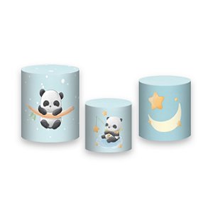 Trio De Capas De Cilindro - Panda Azul 001
