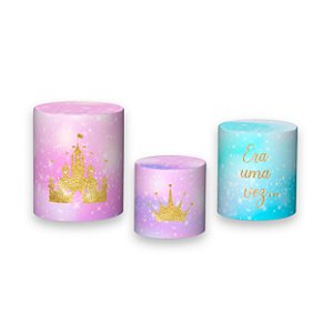 Trio De Capas De Cilindro - Castelo de Princesa Efeito Glitter 031