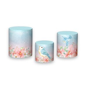 Trio De Capas De Cilindro - Jardim Azul Aquarela 001