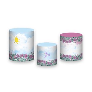 Trio De Capas De Cilindro - Jardim de Passaros Floral 009