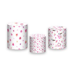 Trio De Capas De Cilindro - Jardim de Passaros Rosa 014